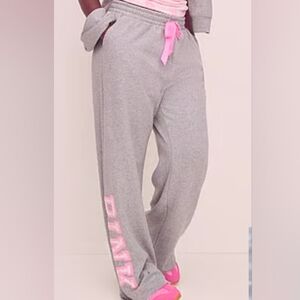 NWT PINK x LoveShackFancy Wide-Leg Sweatpants heather gray sz SMALL or MEDIUM